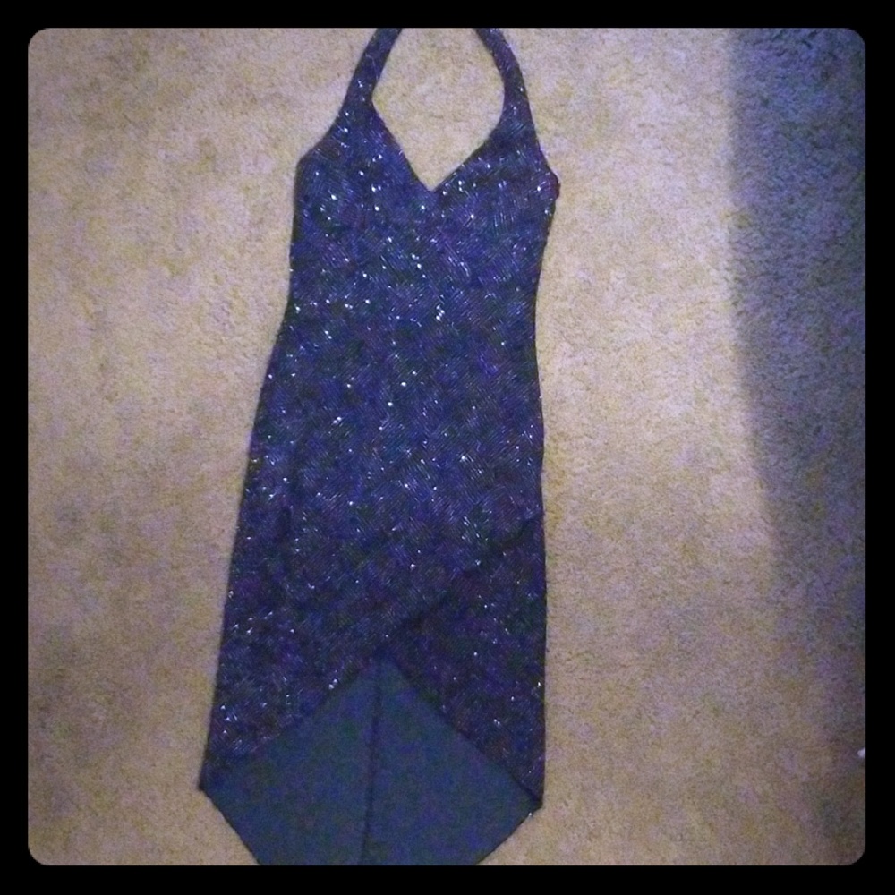 Party dress navy blue with sparkles all over